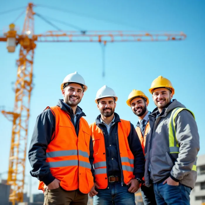 Équipe de travailleurs détachés roumains sur un chantier français