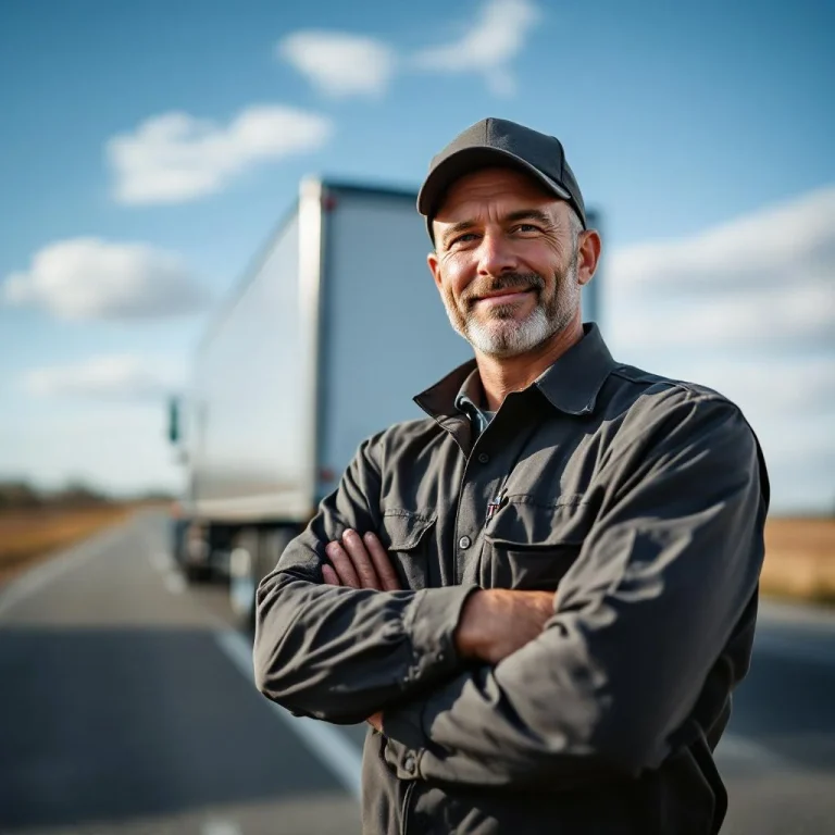 Conducteur routier roumain devant son camion poids-lourd