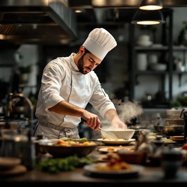 Cuisinier roumain détaché travaillant dans une cuisine professionnelle en France